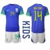 Brazilië Eder Militao #14 Babykleding Uitshirt Kinderen WK 2022 Korte Mouwen (+ korte broeken)